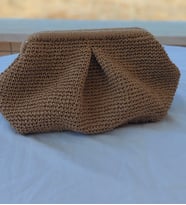 El Örgüsü Kağıt İp Buslu Çanta, 20*35 cm Portföy Çanta