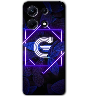 İnfinix Note 30 Kılıf HD Desen Baskılı Arka Kapak - Dark Neon Yaprak G Harfi