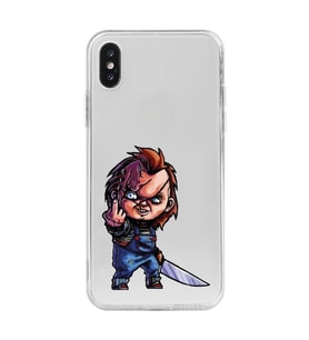 Iphone X ve XS Uyumlu Chucky Tasarımlı Şeffaf Telefon Kılıfı
