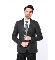 Sivri Yaka Tek Düğme Füme Slim Fit Ceket - Wessi