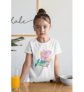 Unisex Peppa Pig Baskılı Çizgi Film Çocuk Tişört (1-12 Yaş)