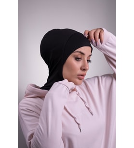 Siyah Pratik Hazır Geçmeli Bone Viskon Kumaş Hijab Spor 2106_01