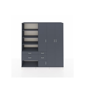 Hyperion Dolap 14 Raflı 4 Çekmeceli 4 Kapaklı 220x44x243 Antrasit-Antrasit/Antrasit