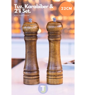 2’li 22cm Ahşap Baharat ve Tuz Öğütücü Seti, şık ve kullanışlı