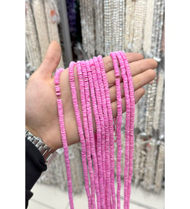 Sedef Taşı Deniz Kabuğu Rondela Kesim 6x2mm Pembe 60cm Dizi