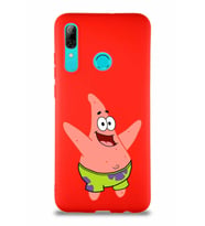 Huawei P Smart 2019 Soft Premier Kapak Patrick Yıldız Tasarımlı Silikon Kılıf - Kırmızı (Şeffaf)