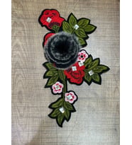 20X11 CM PELUŞ TAŞLI ÇİÇEKLİ GÜL ARMA YAMA DİKİŞ HOBİ AKSESUARI