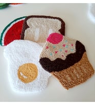 Miknitting, 4lü Meyve Temalı Bardak Altlığı,   4 adet Dekoratif bardak altlığı, Punch Bardak altlığı, Elişi Bardak Altlığı, Bardak Altlığı Takımı