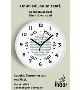 İsme Özel Renkli Dondurmalar Çocuk Odası Duvar Saati Orta Boy 30 cm Beyaz Camlı Sessiz