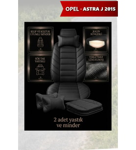 opel astra j 2015 Koltuk ve Kılıf uyumlu Minder Siyah Lüks Yastık 2 Minder 2 Yastık