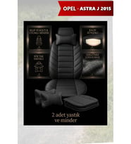 opel astra j 2015 Koltuk ve Kılıf uyumlu Minder Siyah Lüks Yastık 2 Minder 2 Yastık