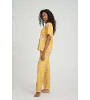 Kısa Kollu Kadın Pijama Takımı Desenli Süper Soft (Sarı)
