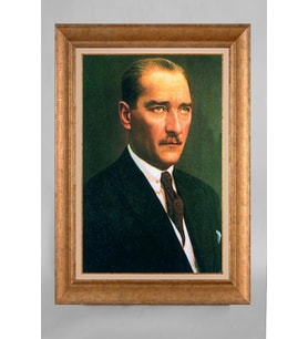 Çerçeveli Paspartulu Atatürk Tablo a261 (Gold)