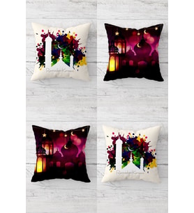 Batik Renk Geçişli Gizli Fermuarlı Kırlent Kılıfı Koltuk Yastık Kılıfı Takım(4adet) (Mor)