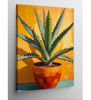 Kanvas Tablo Turuncu Saksıda Aloe Vera