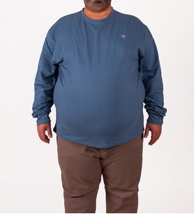 Boldman Büyük Beden Erkek Battal Mavi Basic Sweatshirt Bisiklet Yak