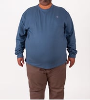 Boldman Büyük Beden Erkek Battal Mavi Basic Sweatshirt Bisiklet Yak