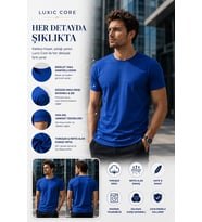 Basic Erkek Mavi Tişört %100 Pamuk Slim Fit Bisiklet Yaka – Rahat & Şık