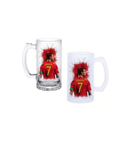 Ghostbastır Design Cristiano Ronaldo Kulplu Bira Bardağı Buzlu veya Şeffaf Seçenekli 048