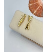 Gold X Detay Tasarım Küpe (Pirinç Kaplama)