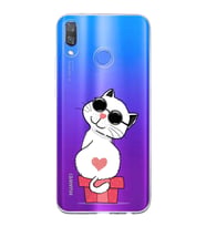 Huawei Y9 2019 Uyumlu Kapak Coolcat Tasarımlı Şeffaf Silikon Kılıf