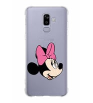 Samsung Galaxy J8 (2018)  Köşe Korumalı Antişok Kapak Minnie Mouse Tasarımlı Şeffaf  Kılıf