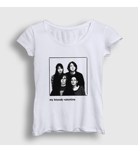 Presmono Kadın Beyaz Band My Bloody Valentine T-Shirt 463457tt