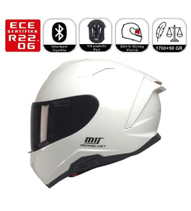 X340 Beyaz Motosiklet Kaskı Spoiler Mod Güneş Vizörlü Full Face Kask
