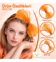 80’ler 90’lar Neon Turuncu Dantel Taç Fiyonklu