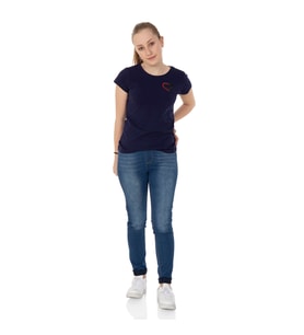 Toontoy  Kız Çocuk T-Shirt Kalp Nakışlı (Lacivert)