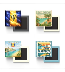 Buzdolap Magnetleri - Barbados Bridgetown - 4'lü Set Magneti