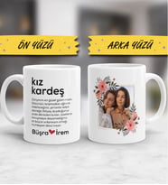 Kişiye Özel Fotoğraflı Kız Kardeş Kupa Bardak Kız Kardeşe Arkadaşa Doğum Günü Hediyesi