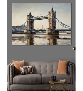 Londra Tower Bridge Şehir Manzarası Dekoratif Kanvas - Mdf Ahşap Tablo