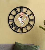 Kişiye Özel Futbolcu Karikatür 3D Ahşap Mdf Duvar Saati 116