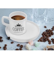 BK Gift Kişiye Özel Sunum Tabaklı İsimli Tarihli Coffe Tasarımlı Türk Kahvesi Fincanı-1, Arkadaşa Hediye, İş Hediyesi, Aileye Hediye