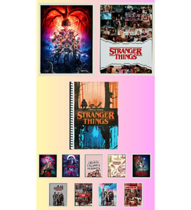 Stranger things Poster A3 ,2 adet defter A4 1adet , fotokart 9 adet