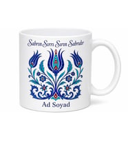 Çini Boyayanlara İznik Mavi Sır Altı Fırın Lale Motif Kupa Hediye Bardak