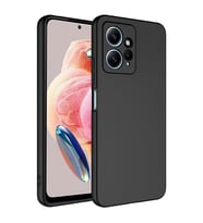 Xiaomi Redmi Note 12 4G Kılıf Kamera Korumalı iÇi Süet Dokulu Lansman Tipi Silikon (Siyah)