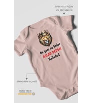 Ne Gam Ne Keder Aslan Dedem Halleder Baskılı Bebek Zıbını – Çıtçıtlı Body  %100 Pamuk Kısa Kol (Pastel Pembe)