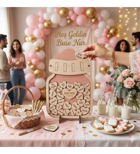 Pembe Biberon MDF Pleksi Bebek Anı Kutusu Şövaleli Hatıra Çerçevesi