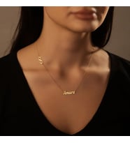 Kişiye Özel 925 Ayar Gümüş Yan Sonsuzluk Detaylı İsim Kolye (Gold)