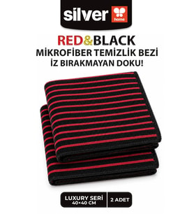 2’li Luxury Mikrofiber Temizlik ve Mutfak Bezi 40x40 cm Kırmızı İnce Çizgili İz Bırakmaz