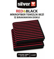 2’li Luxury Mikrofiber Temizlik ve Mutfak Bezi 40x40 cm Kırmızı İnce Çizgili İz Bırakmaz