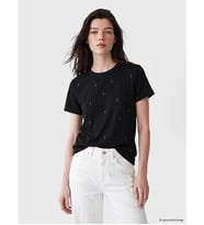 LCW Comfort Siyah Taşlı Soft Touch Kadın Tişört