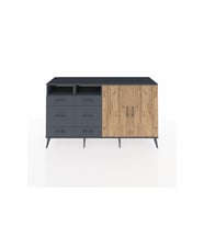 Hyperion Konsol 4 Raflı 6 Çekmeceli 2 Kapaklı 176x44x99 Antrasit-Çam/Antrasit