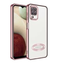 Galaxy M12 Kılıf Kamera Korumalı Logo Gösteren Zore Omega Kılıf (Rose)