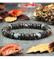 Alnis Atelier Gerçek Obsidyen Ve Lav Taşı Doğal Taş Bileklik