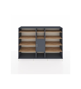 Hyperion Dolap 12 Raflı Tek Kapaklı  220x44x163 Antrasit-Antrasit/Çam