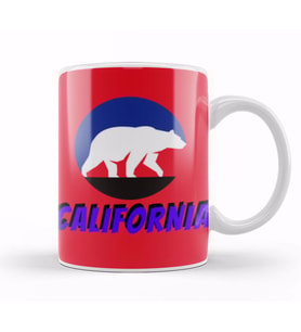 California Bear Flag Kupa Bardak Porselen