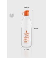 Renga Zen Yazı Desenli 1000 ml Cam Şişe 182049 Bej (Turuncu)